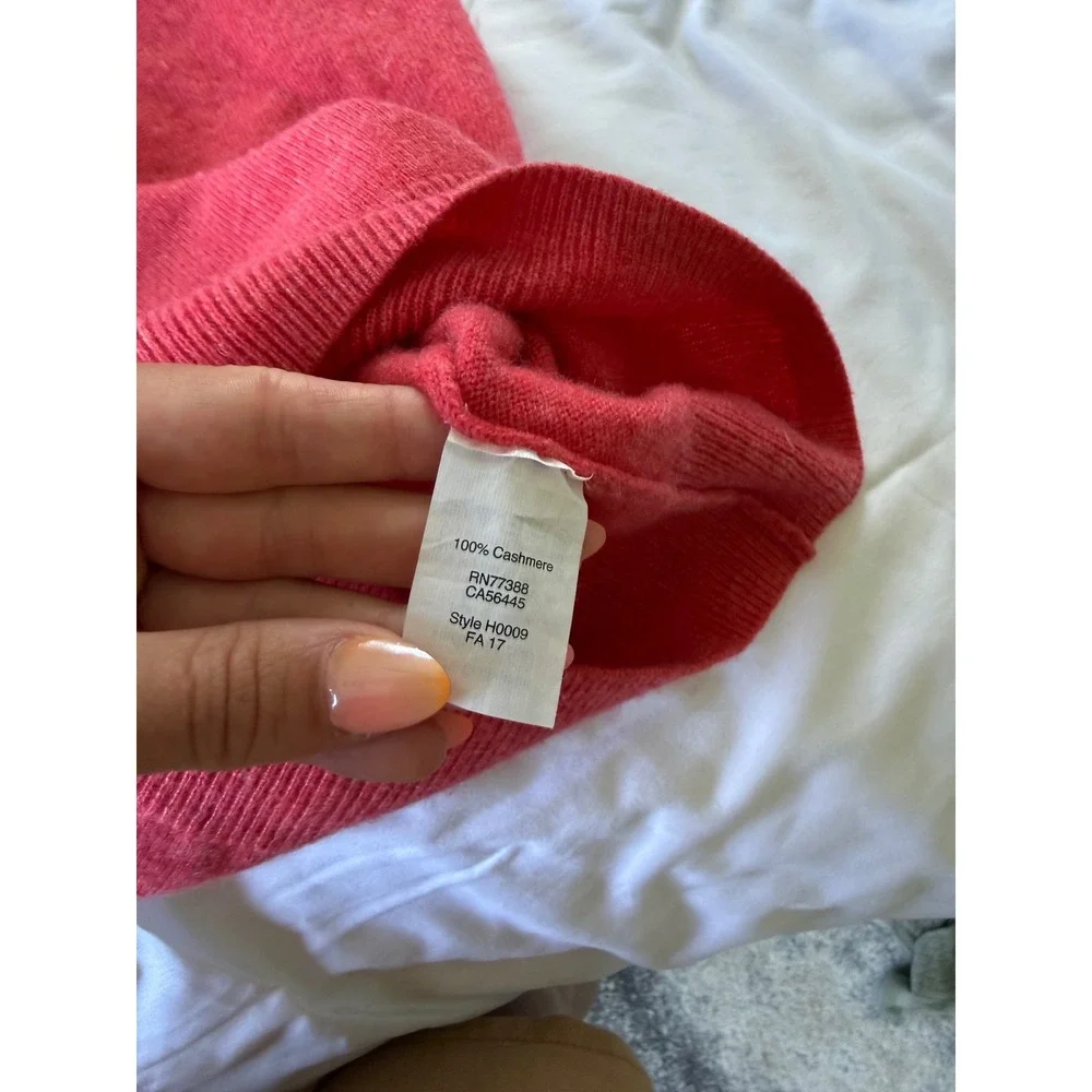 J.Crew Womens 100% Cashmere Crewneck Sweater Coral Red Size M Long Sleeve